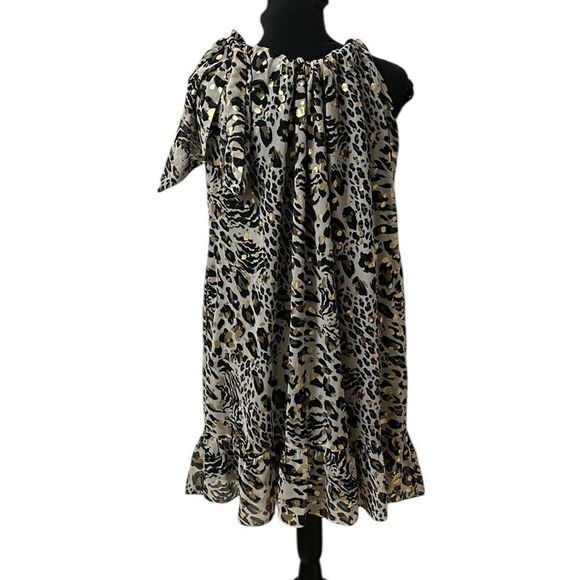 BCBG Generation leopard cheetah print babydoll dress(Size Large) - Picture 3 of 8